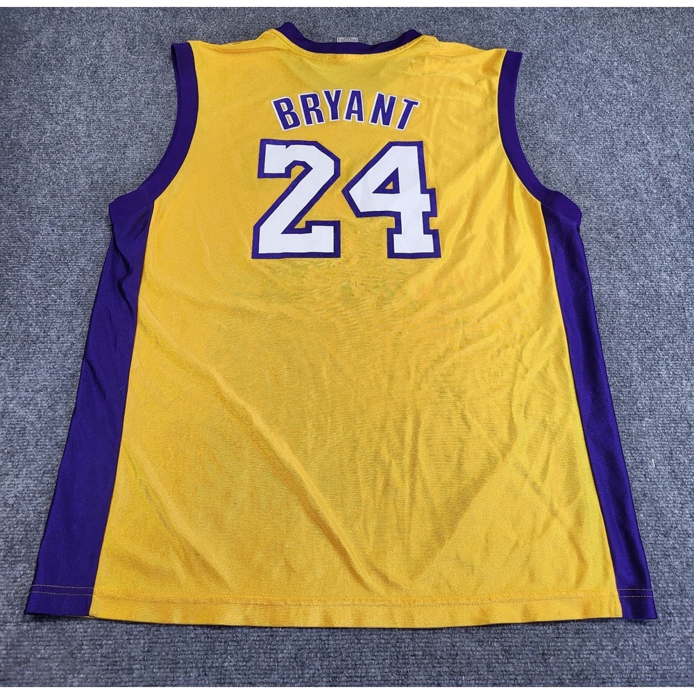 NBA Kobe Bryant #24 LA Lakers Jersey Gold Purple Men's XL 2-Sided Basketball - Picture 7 of 12